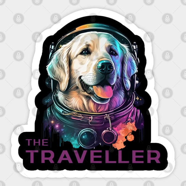 Golden retriever space traveller Sticker by MaxDeSanje 